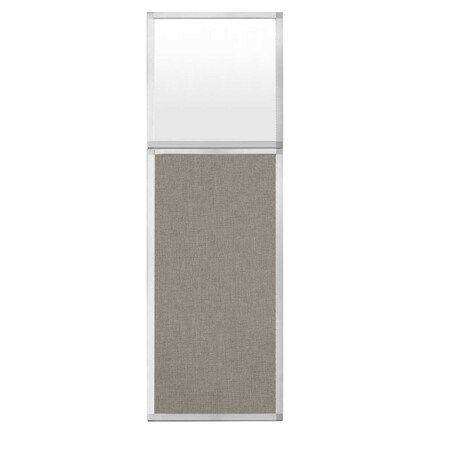 Versare Hush Panel Configurable Cubicle Partition 2' x 6' W/ Window Warm Pebble Fabric Frosted Window 1812500-3